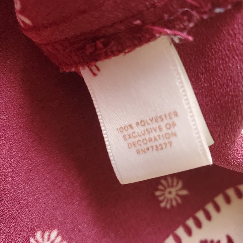 𝅺Lauren Conrad LC medium burgundy cream paisley print midi dress - Picture 5 of 12